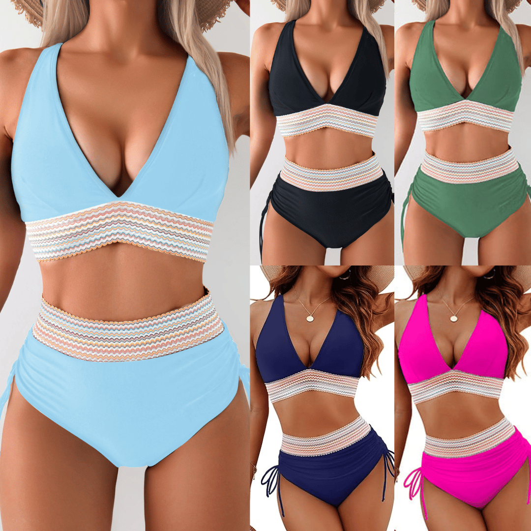 Set Bikini Modellante a Vita Alta | Design Color Block