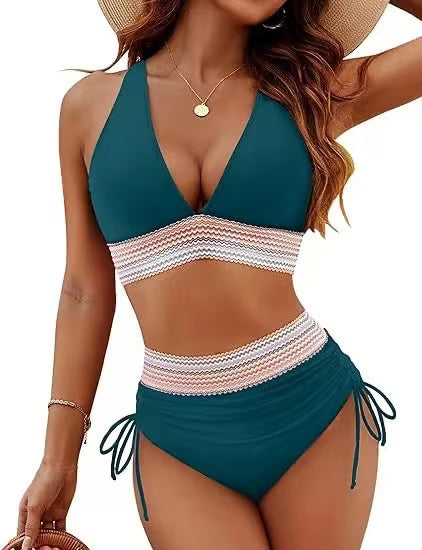 Set Bikini Modellante a Vita Alta | Design Color Block